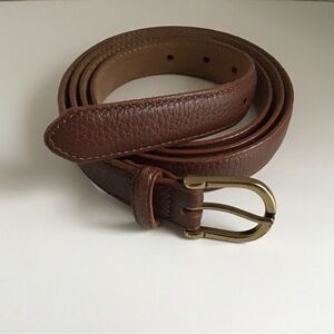 Men’s L.L.Bean Brown Leather Belt Brass Toned Buckle Size 3X Made in USA